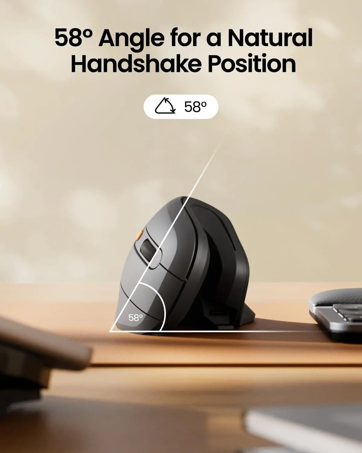 ProtoArc Ergonomic Vertical Mouse EM11 NL Rechargeable Wireless Mouse BT Ergo Mice with 3 Multi-Device 2.4GHz Optical Mice