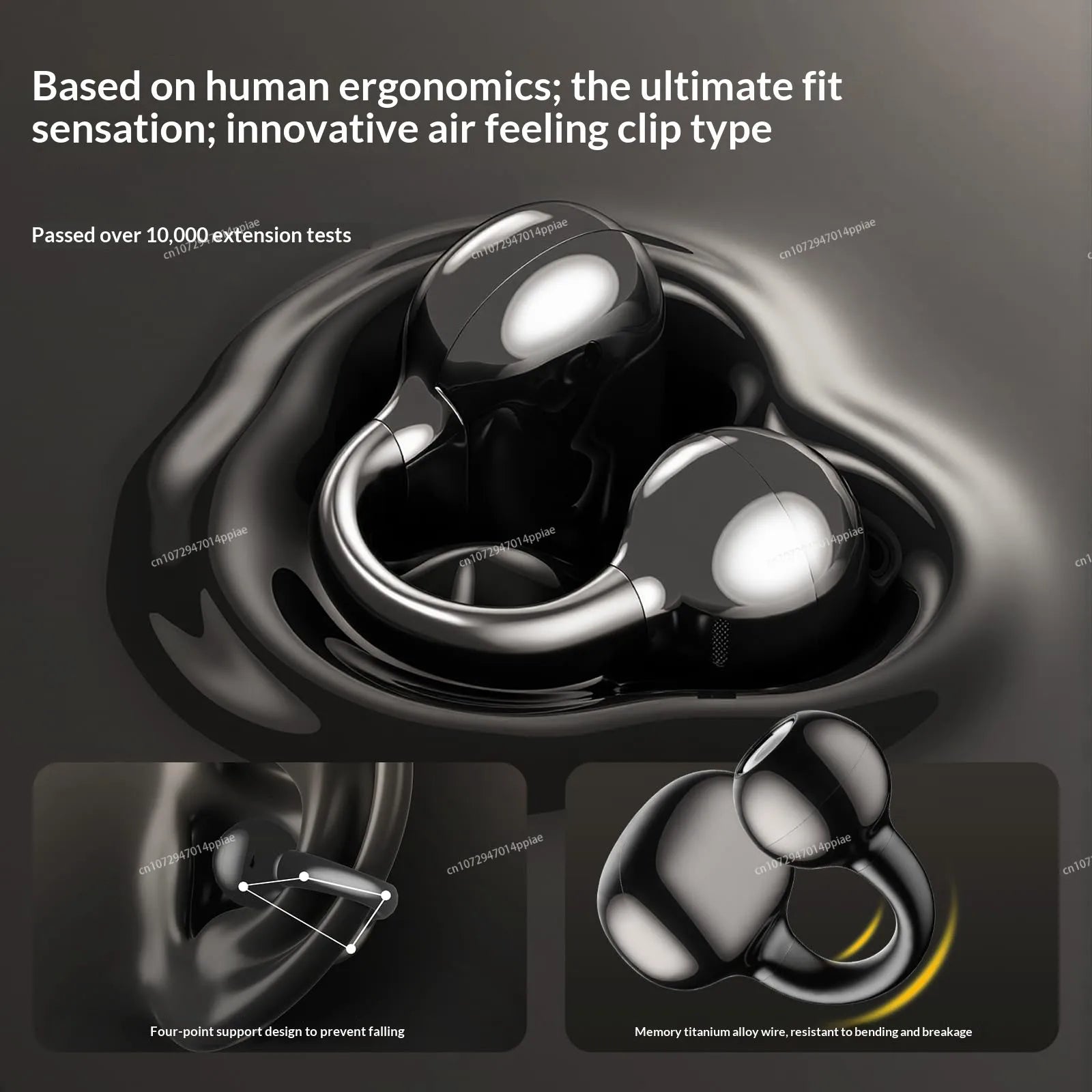 Long Battery Clip-on Earbuds Clip-on Wireless Earphones Bluetooth Premium Audio Wtih Mic Perfect Sports Headphones Daily Use